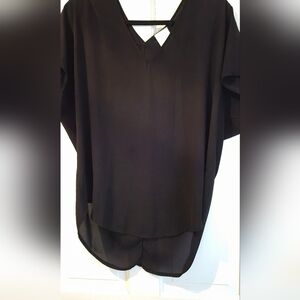 MEG Black V-Neck Blouse